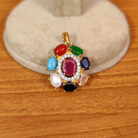NAVRATAN LOOK OVAL PENDANT WITH CHAIN 2