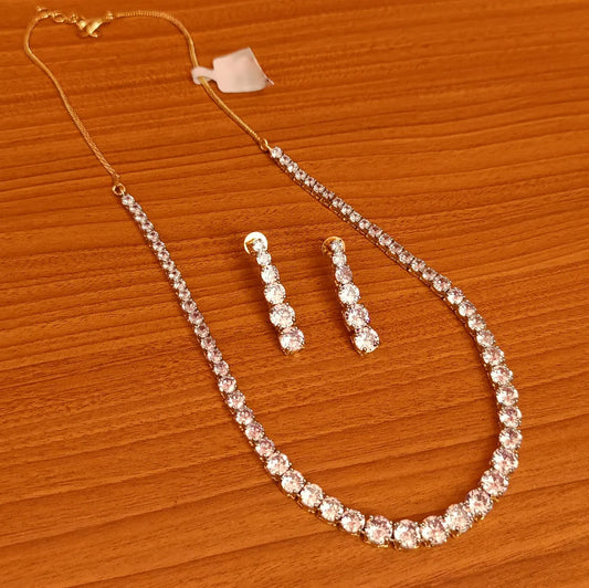 Single Line Diamond Elegant Necklace Set - handcrafted necklace for women | Jewelatoz