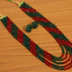 Multicolour Red and Green 5 Line Necklace Set