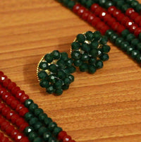 Multicolour Red and Green 5 Line Necklace Set 2