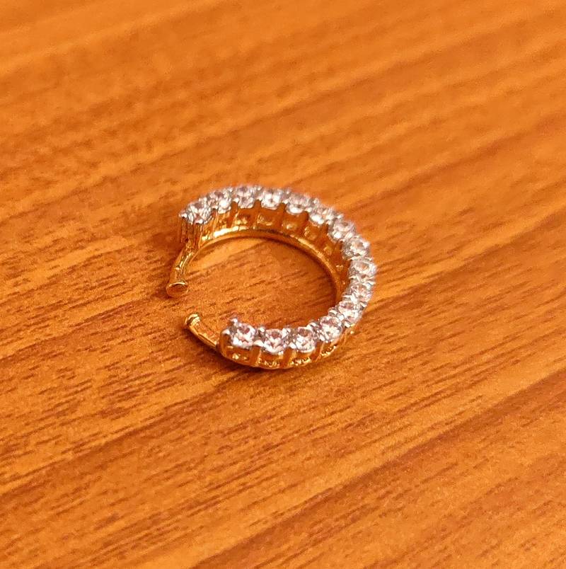 Diamond Look Cubic Zirconia Studded Pressable Nose Ring