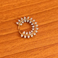 Cubic Zirconia Studded Diamond Look Fine Nose Ring 1