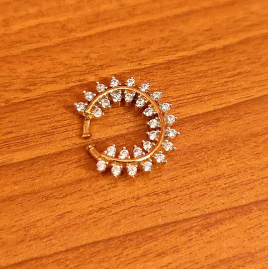 Cubic Zirconia Studded Diamond Look Fine Nose Ring