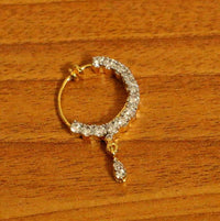 Gold Plated Diamond Look Pressable Nose Ring 2