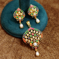 Navratan Pearl Jaal Pendant Set 4