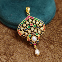 Navratan Pearl Jaal Pendant Set 3