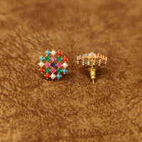 Navratna-Inspired Multicolour Stone Stud Earrings 3