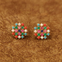 Navratna-Inspired Multicolour Stone Stud Earrings 4