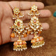 Orange Kundan Meenakari Gold Plated Necklace Set with Maang Tikka
