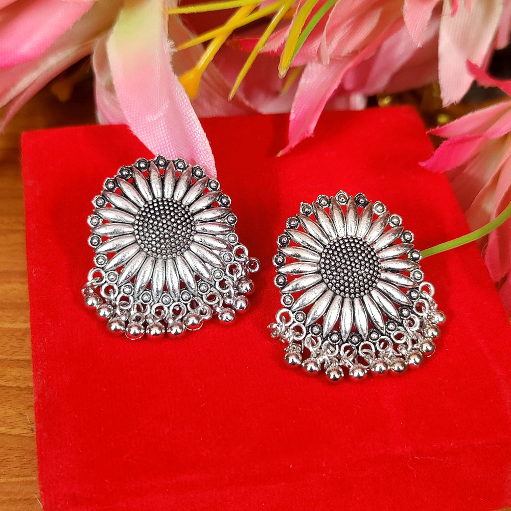 BUY 1 GET 1 FREE OXIDISED SILVER DANGLING BEADS STUDS FOR WOMEN