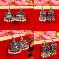OXIDISED SILVER JHUMKI COMBO2 OF 2 EARRINGS 5