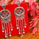 OXIDISED SILVER LOOK DANGLING PEARL LONG EARRINGS
