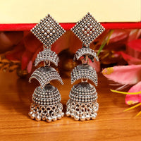 OXIDISED SILVER LOOK DOUBLE DECKER JHUMKA'S 2