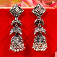 OXIDISED SILVER LOOK DOUBLE DECKER JHUMKA'S 3