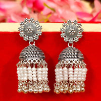 OXIDISED SILVER LOOK PEARL DANGLING JHUMKA'S 3