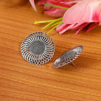 BUY 1 GET 1 FREE OXIDISED SILVER  ROUND STUDS FOR WOMEN 1