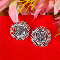 BUY 1 GET 1 FREE OXIDISED SILVER  ROUND STUDS FOR WOMEN 2