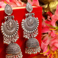 OXIDISED SILVER LOOK TRADITIONAL PEACOCK JHUMKA'S 1