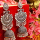 OXIDISED SILVER LOOK TRADITIONAL PEACOCK JHUMKA'S