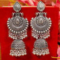 OXIDISED SILVER LOOK TRADITIONAL PEACOCK JHUMKA'S 2