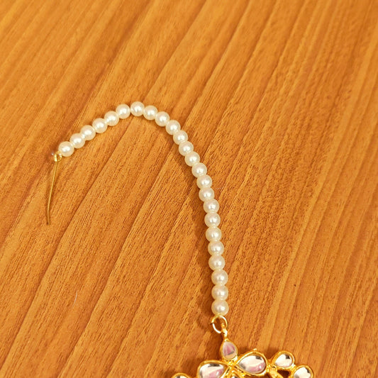 Orange Kundan Maangtikka