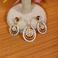 REAL DIAMOND LOOKALIKE CZ STUDDED ELEGANT PENDANT SET WITH CHAIN 4