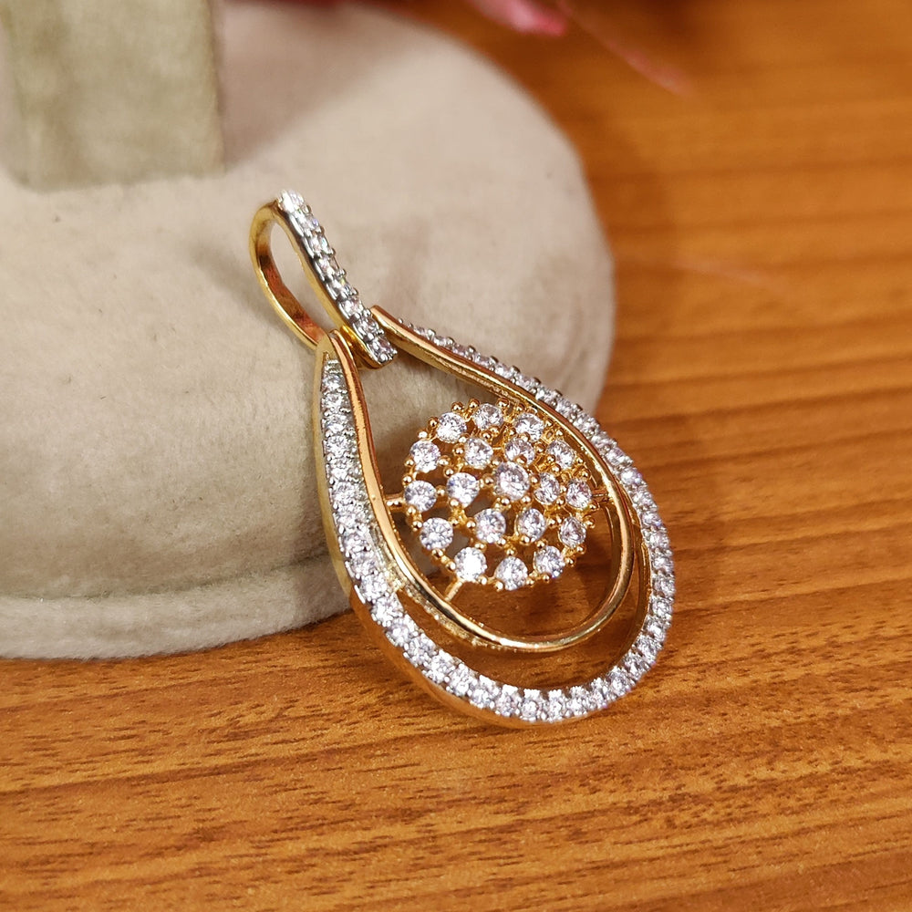 REAL DIAMOND LOOKALIKE CZ STUDDED ELEGANT PENDANT SET WITH CHAIN