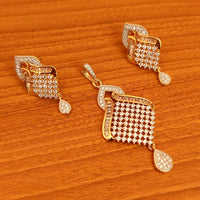Diamond Look Zircon Studded Pendant and earrings Set With Chain 4