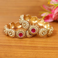 PINKISH RUBY RAJWADI GOLD PLATED BANGLES 4