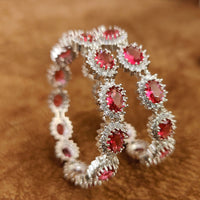PINKISH RUBY SILVER PLATED PARTY WEAR BANGLES 2