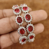 PINKISH RUBY SILVER PLATED PARTY WEAR BANGLES 4