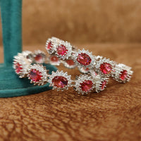 PINKISH RUBY SILVER PLATED PARTY WEAR BANGLES 1