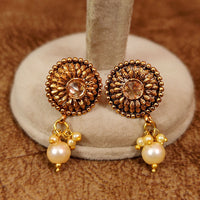 POLKI STUDDED GOLD PLATED PEARL STUDS 3