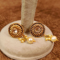 POLKI STUDDED GOLD PLATED PEARL STUDS 1