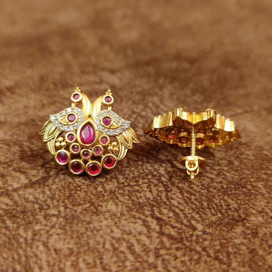 PREMIUM CZ & KEMPU PEACOCK SCREW BACK STUDS