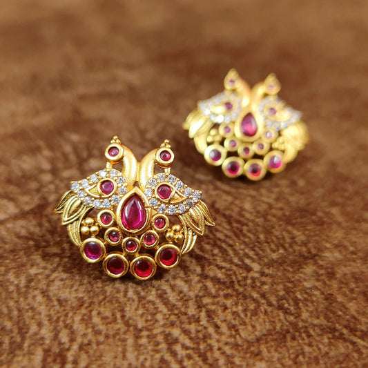 PREMIUM CZ & KEMPU PEACOCK SCREW BACK STUDS