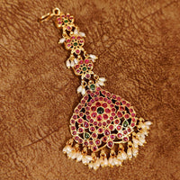 PREMIUM MULTICOLOUR KEMPU STONE BRIDAL MAANG TIKKA 3