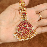 PREMIUM MULTICOLOUR KEMPU STONE BRIDAL MAANG TIKKA 2