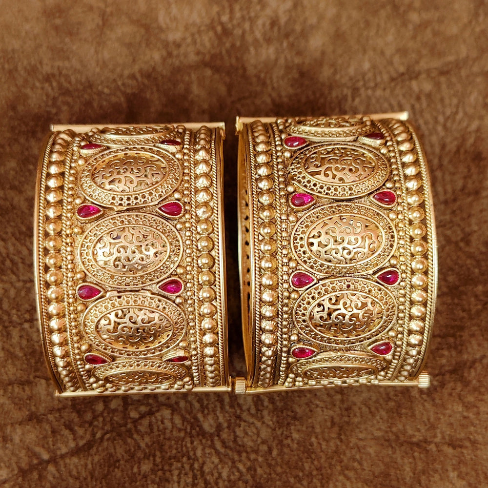 RAJWADI POLISH GOLD PLATED OPENABLE KADA BANGLES