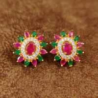 REAL DIAMOND LOOKALIKE MULTI COLOUR STUDDED STUDS 3