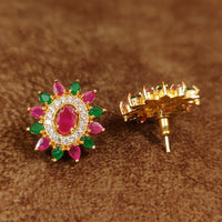 REAL DIAMOND LOOKALIKE MULTI COLOUR STUDDED STUDS 1