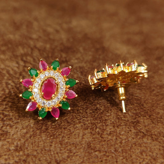 REAL DIAMOND LOOKALIKE MULTI COLOUR STUDDED STUDS