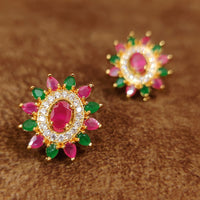 REAL DIAMOND LOOKALIKE MULTI COLOUR STUDDED STUDS 2