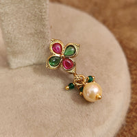 RED AND GREEN PREMIUM KEMPU STONE NOSE PIN 2