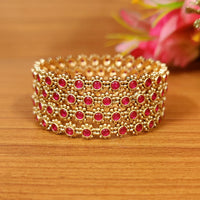 RED KEMPU STONE GOLD PLATED BANGLES 1