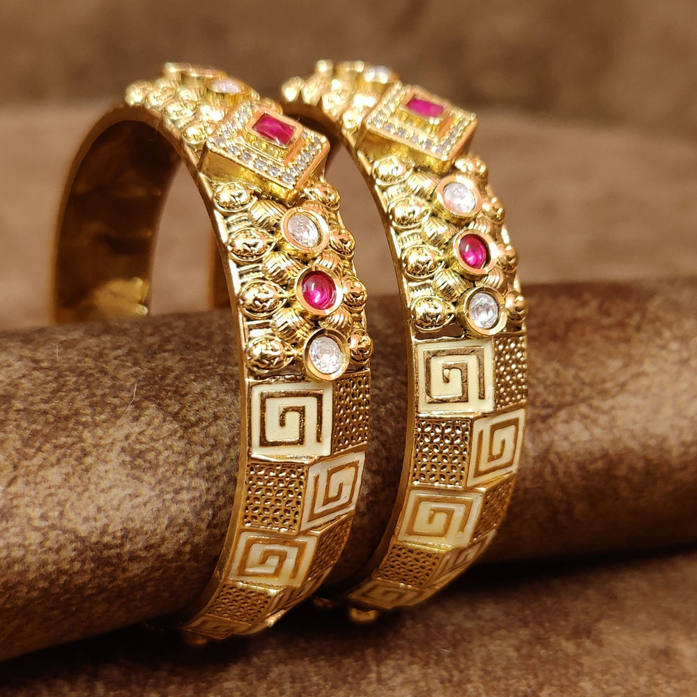 RUBY KUNDAN GOLD LOOK MEENAKARI FINE BANGLES