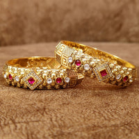 RUBY KUNDAN GOLD LOOK MEENAKARI FINE BANGLES 3