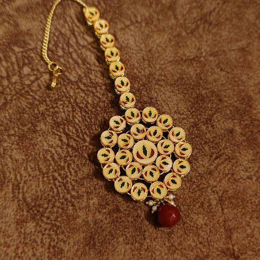RUBY KUNDAN MEENAKARI WEDDING MAANG TIKKA