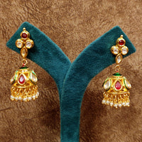 RUBY KUNDAN POLKI GOLD PLATED JHUMKA'S 2