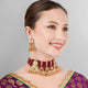 Ruby Kundan Polki Pearl Semi Precious Necklace Set